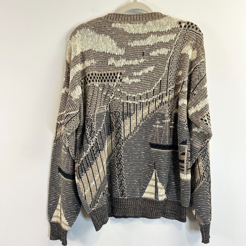 Vintage Bachrach Sweater Womens Brown Fair Isle Yacht Knit Hippie‎ Boho Grandma - Picture 4 of 10
